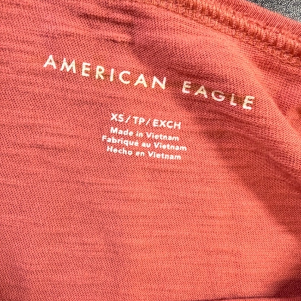 American Eagle Womens XS Coral Pink Slub Knit Short Sleeve Crew Neck T-Shirt J10 - Picture 3 of 5